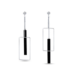 Individual Geometric Asymmetric Earrings with White Austrian Element Crystals