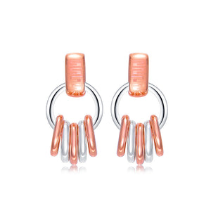 Simple Plated Rose Gold Multiple Circle Earrings