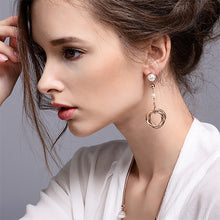 Load image into Gallery viewer, Temperament Ring Earrings with White Fashion Pearls