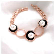 Load image into Gallery viewer, Simple Plated Rose Golden Circle Bracelet with White Austrian Element Crystals