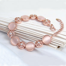 Load image into Gallery viewer, Fashion Lily Bracelet with White Austrian Element Crystal Sand Pink Fashion Cat’s Eye