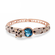 Load image into Gallery viewer, Luxury Cheetah Bang with Blue and White Austrian Element Crystals