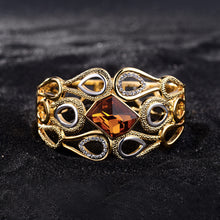Load image into Gallery viewer, Retro Hollow Hollowed Out with Champagne Gold and White Cubic Zircon
