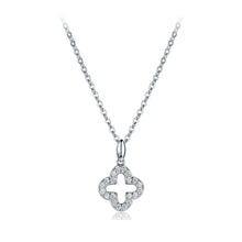 Load image into Gallery viewer, Sweet 925 Silver Four-leaves Clover Pendant with White Austrian Element Crystals and Necklace