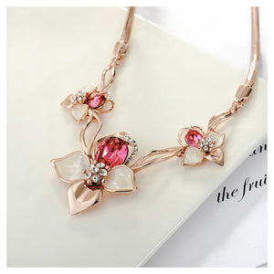 Fashion Cherry Necklace with Rose Red Austrian Element Crystals