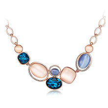 Load image into Gallery viewer, Simple Oval Necklace with Blue Austrian Element Crystal
