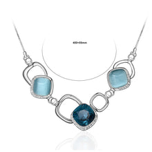Load image into Gallery viewer, Simple Geometric Necklace with Blue Cubic Zircon and Fashion Cat&#39;s Eye