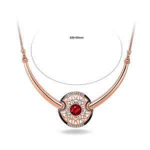Retro Round Necklace with Red Cubic Zircon