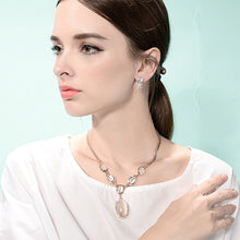 Load image into Gallery viewer, Fashion Oval Necklace with Fashion Cat&#39;s Eye and White Austrian Element Crystals