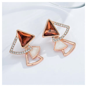 Fashion Triangle Earrings with Red Cubic Zircon