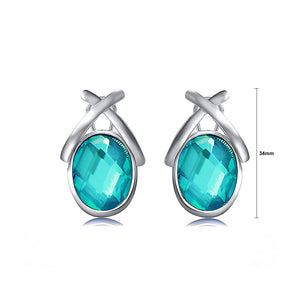Fashion Oval D Earrings with Green Cubic Zircon