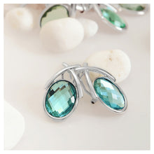 Load image into Gallery viewer, Fashion Oval D Earrings with Green Cubic Zircon