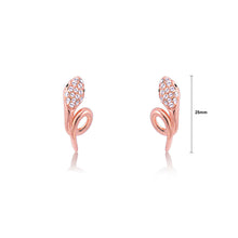 Load image into Gallery viewer, Fashion Rose Gold-plated Snake Stud Earrings with White Austrian Element Crystals