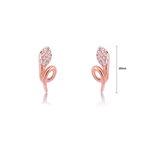 Fashion Rose Gold-plated Snake Stud Earrings with White Austrian Element Crystals