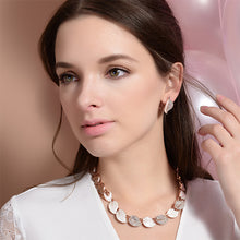 Load image into Gallery viewer, Simple Plated Rose Golden Leaf Necklace with White Austrian Element Crystals