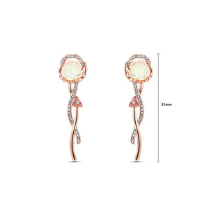 Sweet Plated Rose Golden Rose Earrings with White Austrian Element Crystals