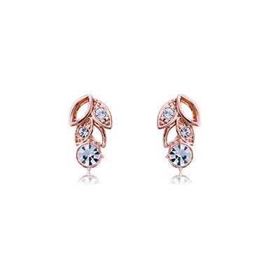 Luxurious Plated Rose Golden Earrings with White Cubic Zircon