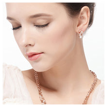 Load image into Gallery viewer, Luxurious Plated Rose Golden Earrings with White Cubic Zircon