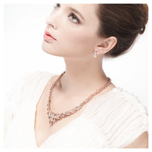 Load image into Gallery viewer, Luxury Plated Rose Golden Necklace with White Cubic Zircon