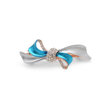 Load image into Gallery viewer, Simple Blue Bow Hair Clip with White Austrian Element Crystal