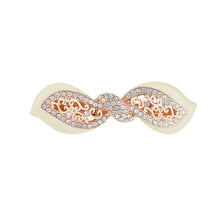 Load image into Gallery viewer, Fashion Ribbon Hairpin with White Austrian Element Crystals