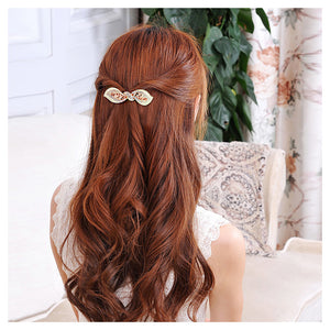 Fashion Ribbon Hairpin with White Austrian Element Crystals