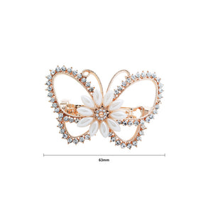 Classic Butterfly Hairpin with White Austrian Element Crystals