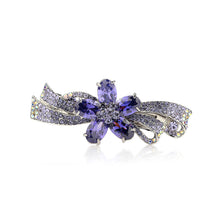 Load image into Gallery viewer, Flower Hairpin with Purple Austrian Element Crystals