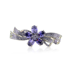 Flower Hairpin with Purple Austrian Element Crystals