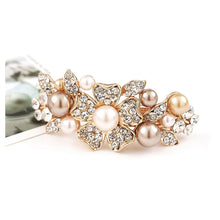 Load image into Gallery viewer, Fashion Hair Clip with White Austrian Element Crystals and Fashion Pearls