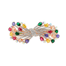 Load image into Gallery viewer, Ribbon Hairpin with Colored Austrian Element Crystals