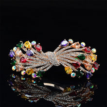 Load image into Gallery viewer, Ribbon Hairpin with Colored Austrian Element Crystals