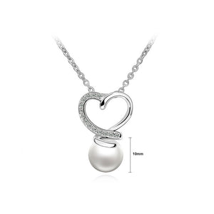 Heart Pendant with White Austrian Element Crystals and Necklace