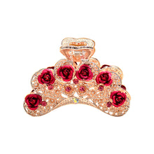 Load image into Gallery viewer, Elegant Rose Hairpin with Red Austrian Element Crystals