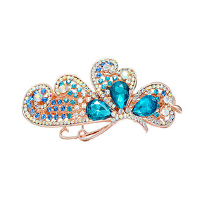 Butterfly Hairpin with Blue Austrian Element Crystals