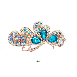 Butterfly Hairpin with Blue Austrian Element Crystals