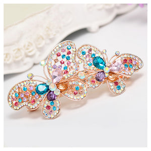 Butterfly Hairpin with White Austrian Element Crystals