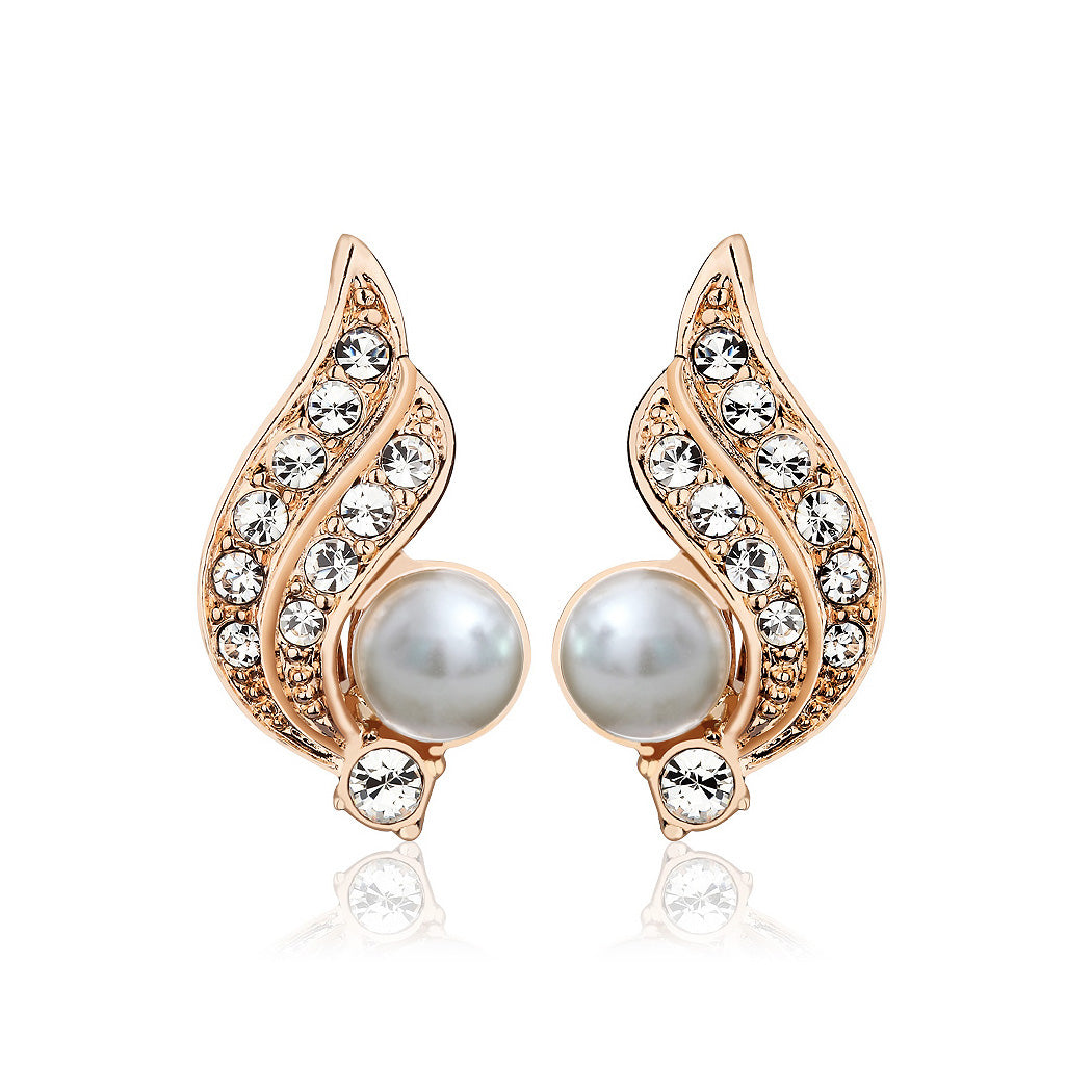 Angel Wings Earrings with White Austrian Element Crystals