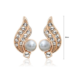 Angel Wings Earrings with White Austrian Element Crystals