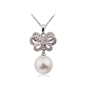 Lovely Ribbon Pendant with Fashion Pearl and Necklace