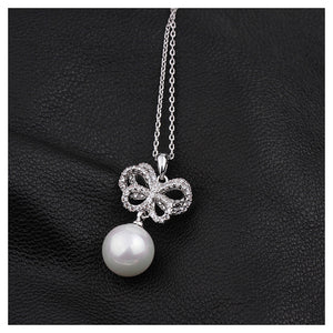 Lovely Ribbon Pendant with Fashion Pearl and Necklace