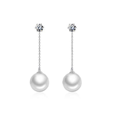 Load image into Gallery viewer, Elegant 925 Sterling Silver Earrings with White Cubic Zircon and Fashion Pearls