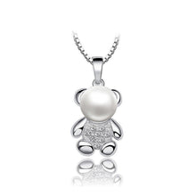 Load image into Gallery viewer, 925 Sterling Silver Bear Pendant with  Freshwater Cultured Pearl and Necklace - Glamorousky