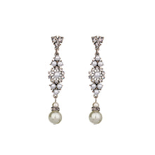 Load image into Gallery viewer, Earrings with White Austrian Element Crystals and Fashion Pearls