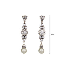 Load image into Gallery viewer, Earrings with White Austrian Element Crystals and Fashion Pearls