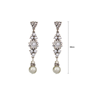 Earrings with White Austrian Element Crystals and Fashion Pearls