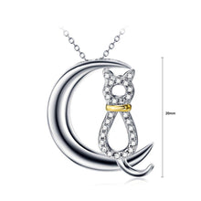 Load image into Gallery viewer, 925 Sterling Silver Cat Pendant with Austrian Element Crystal and Necklace - Glamorousky