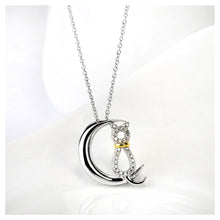 Load image into Gallery viewer, 925 Sterling Silver Cat Pendant with Austrian Element Crystal and Necklace - Glamorousky