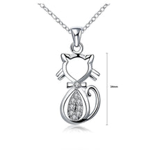 Load image into Gallery viewer, Fashion Cat Pendant with White Austrian Element Crystal and Necklace
