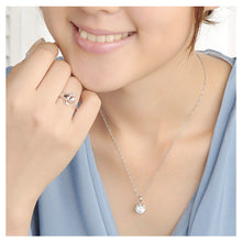 Load image into Gallery viewer, Cute Cat Pendant with White Austrian Element Crystal and Necklace